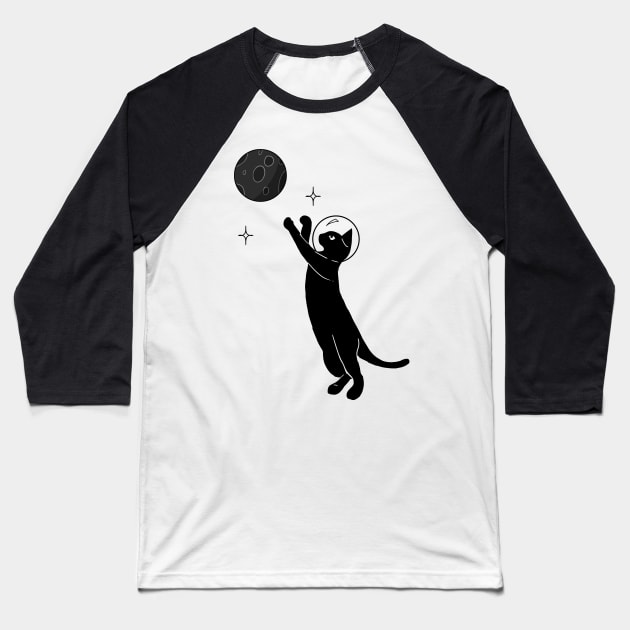 Space Cat Baseball T-Shirt by alexanderkansas